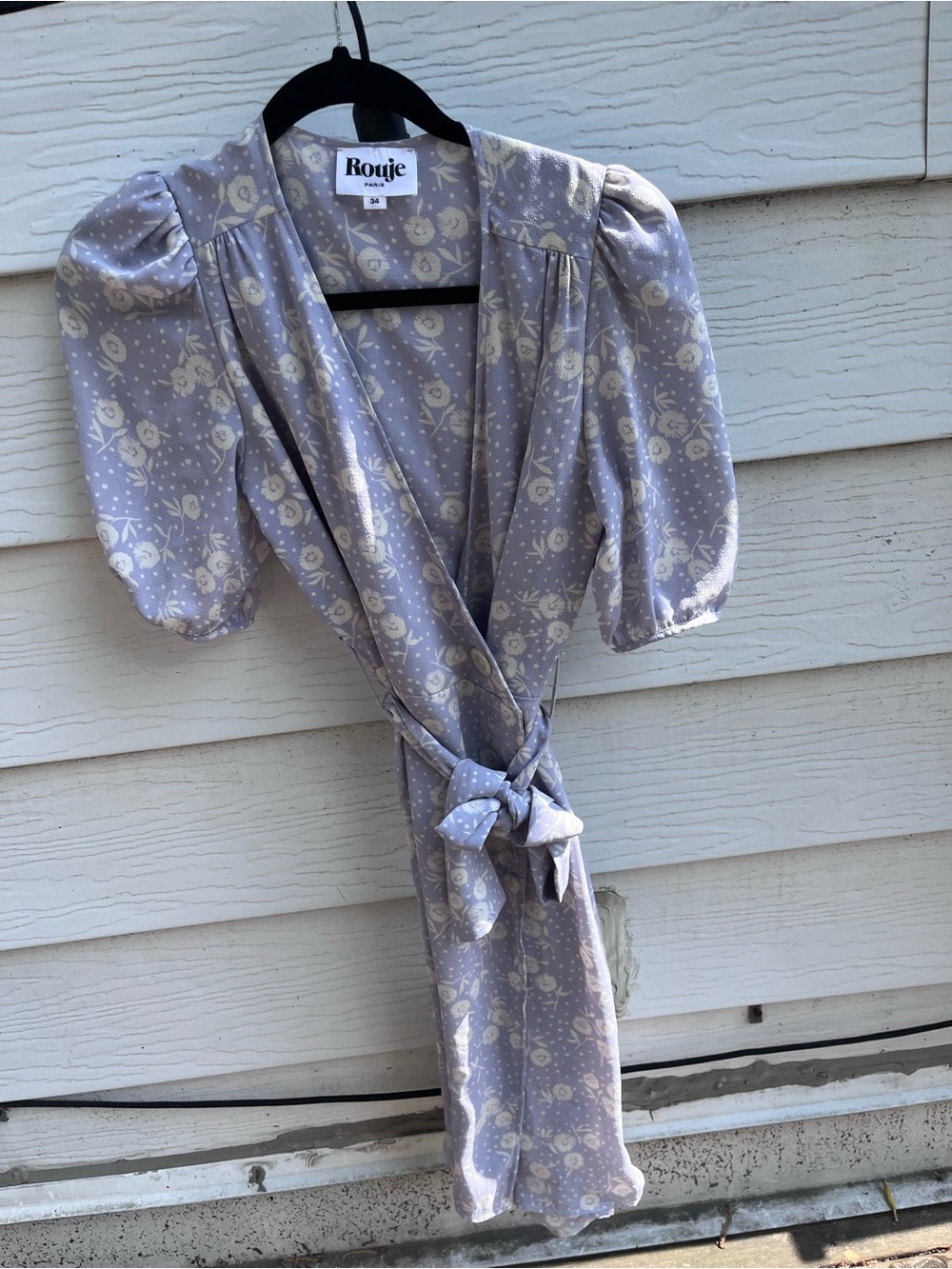 Rouje Lilac Floral Tie-Waist Wrap Dress